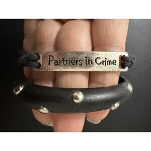 Bracelet Set of 2 Black Bangle & Braided Cord (Partners in Crime) Preowned